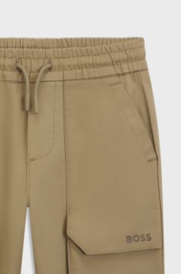 Kids' cargo trousers in stretch cotton, Brown