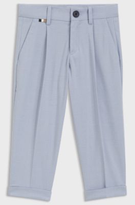 Pantaloni abito bambini in tessuto elasticizzato, Celeste