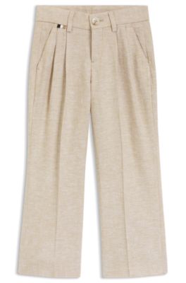 Kids' suit trousers in a linen blend, Beige