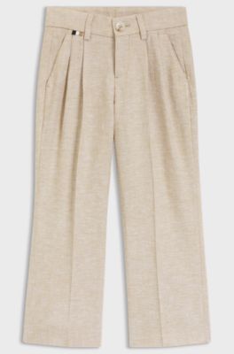 Pantaloni abito bambini in misto lino, Beige