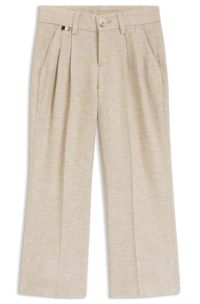 Kids' suit trousers in a linen blend, Beige