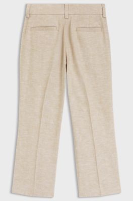 Pantaloni abito bambini in misto lino, Beige
