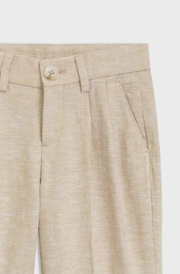 Pantaloni abito bambini in misto lino, Beige