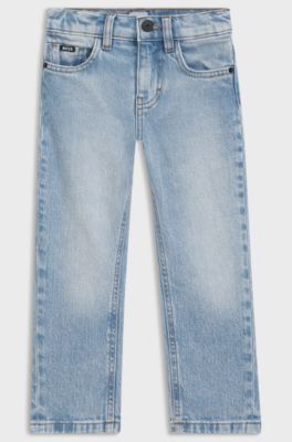 Kids' regular-fit jeans in blue stretch denim, Blue