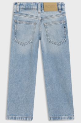 Jeans regular fit bambini in denim elasticizzato blu, Blu