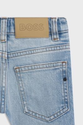 Jeans regular fit bambini in denim elasticizzato blu, Blu