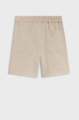 Kindershort van een linnenblend met trekkoord in de taille, Beige