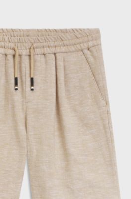 Kindershort van een linnenblend met trekkoord in de taille, Beige