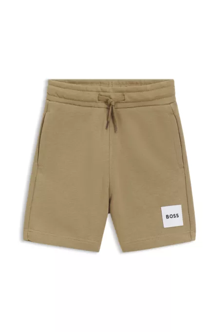 Shorts para niños de forro polar con etiqueta con logo