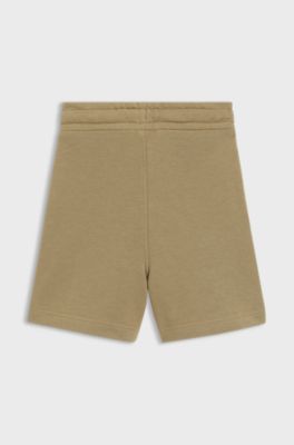 Shorts in pile bambini con etichetta con logo, Marrone