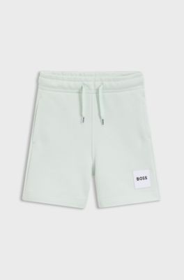 Shorts in pile bambini con etichetta con logo, Calce