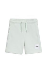 Fleece kindershort met logolabel, Kalk
