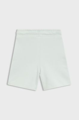 Kids' fleece shorts with logo label, Light Green