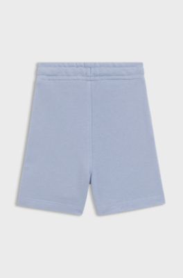 Shorts in pile bambini con etichetta con logo, Blu