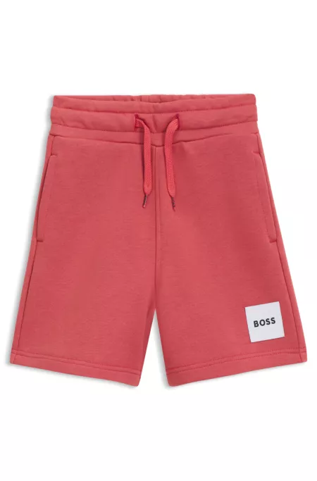 Shorts para niños de forro polar con etiqueta con logo