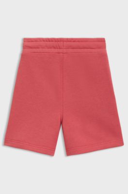 Shorts in pile bambini con etichetta con logo, Rosso