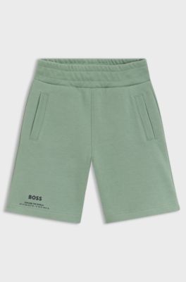 Shorts para ni&ntilde;os de piqu&eacute; de algod&oacute;n con logo estampado, Verde
