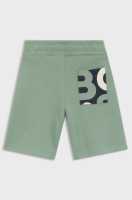 Shorts para ni&ntilde;os de piqu&eacute; de algod&oacute;n con logo estampado, Verde