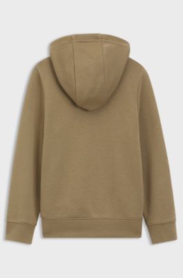 Sweat &agrave; capuche zipp&eacute; enfant avec &eacute;tiquette logo, Marron