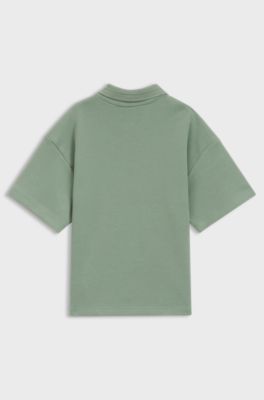 Kids' oversized-fit polo shirt with logo artwork, Green