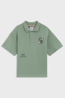 Polo oversize fit bambini con grafica con logo, Verde
