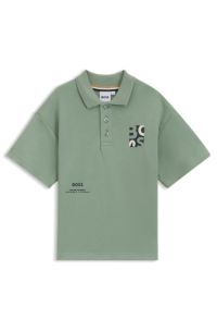 Polo Oversize enfant &agrave; motif logo, Vert