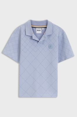 Polo enfant en coton stretch &agrave; effet matelass&eacute;, Bleu