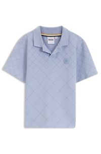 Kids' polo shirt in quilted-effect stretch cotton, Blue