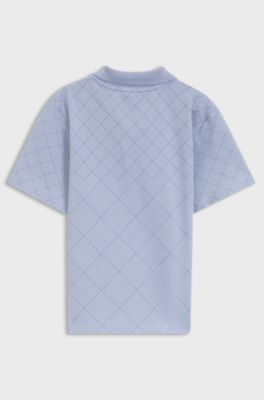 Kids' polo shirt in quilted-effect stretch cotton, Blue