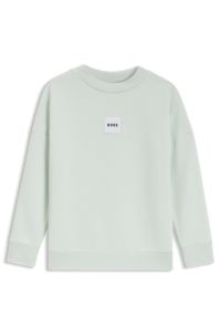 Fleece sweatshirt voor kinderen met logolabel, Kalk