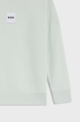Kids' fleece sweatshirt with logo label, Light Green
