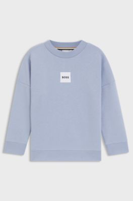 Felpa in pile per bambini con etichetta con logo, Blu