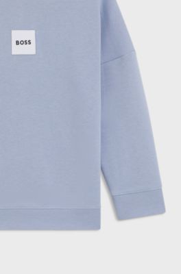 Felpa in pile per bambini con etichetta con logo, Blu