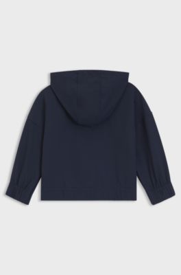 Felpa con cappuccio e zip in pile elasticizzato per bambini, Blu scuro