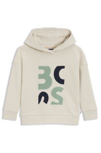 Sweat &agrave; capuche enfant en polaire avec logo graphique, Beige clair