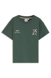 Kids' loose-fit T-shirt in cotton with logo artwork, Green
