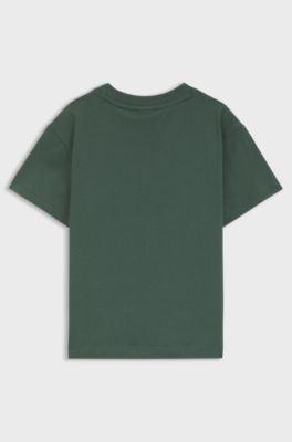 Kids' loose-fit T-shirt in cotton with logo artwork, Green