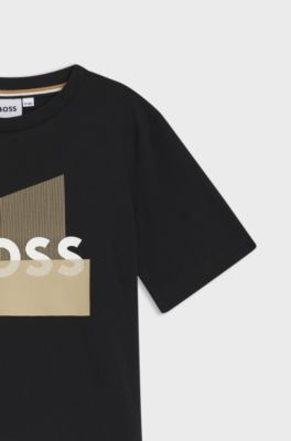 Katoenen T-shirt met grafisch logo voor kinderen, Zwart