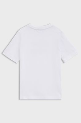 Kids' T-shirt in cotton with signature-stripe logo artwork, White