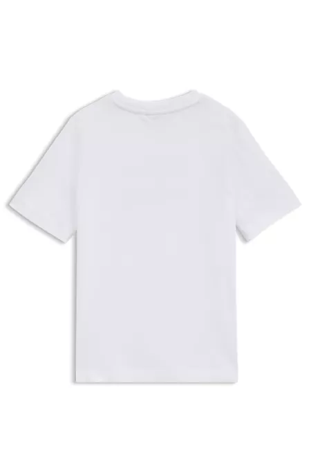 Camiseta de algodón para niños a rayas con logo de diseño