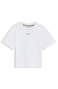 Kids' oversized-fit cotton T-shirt with rear logo graphic, White