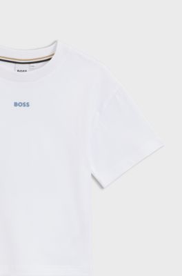 T-shirt oversize in cotone per bambini con grafica del logo sul retro, Bianco