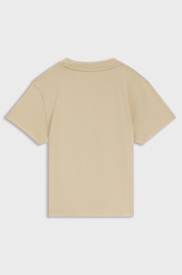 Loose-fit katoenen T-shirt met logo-artwork voor kinderen, Beige