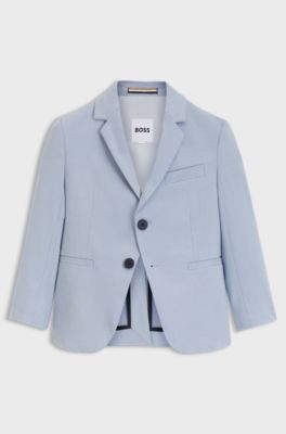 Americana para ni&ntilde;os en tejido el&aacute;stico de pata de gallo, Azul