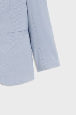 Kids' suit jacket in houndstooth stretch fabric, Blue