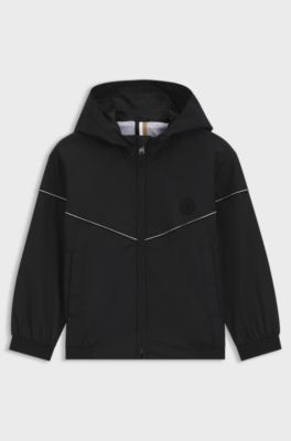 Kids' hooded windbreaker jacket with Double B monogram, Black