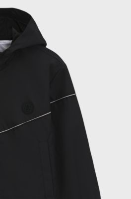 Kids' hooded windbreaker jacket with Double B monogram, Black