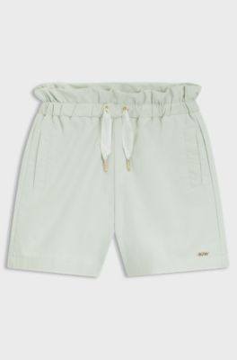 Shorts bambini in tessuto stropicciato con elastico in vita a sacchetto, Calce