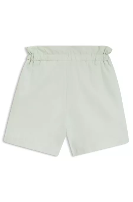 Short enfant en tissu froissé à taille haute plissée
