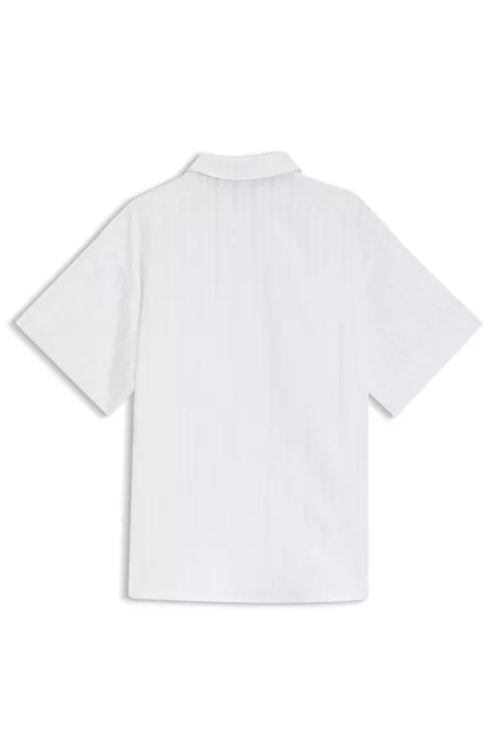 Kids Kurzarm-Bluse aus Seersucker mit Streifen-Dessin